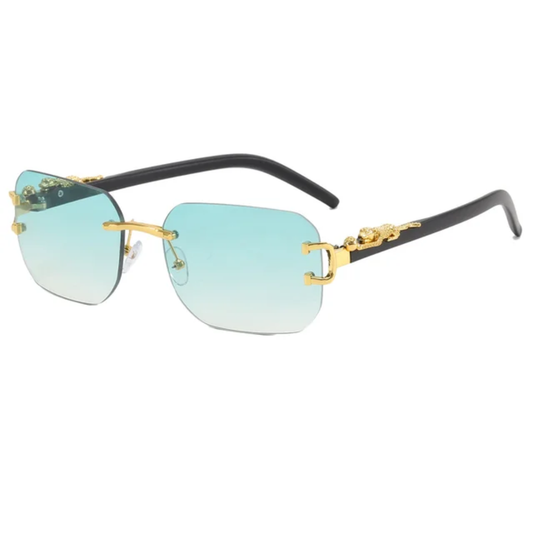 UNisex Rectangle UV400 Sun Glasses with Panther Detail