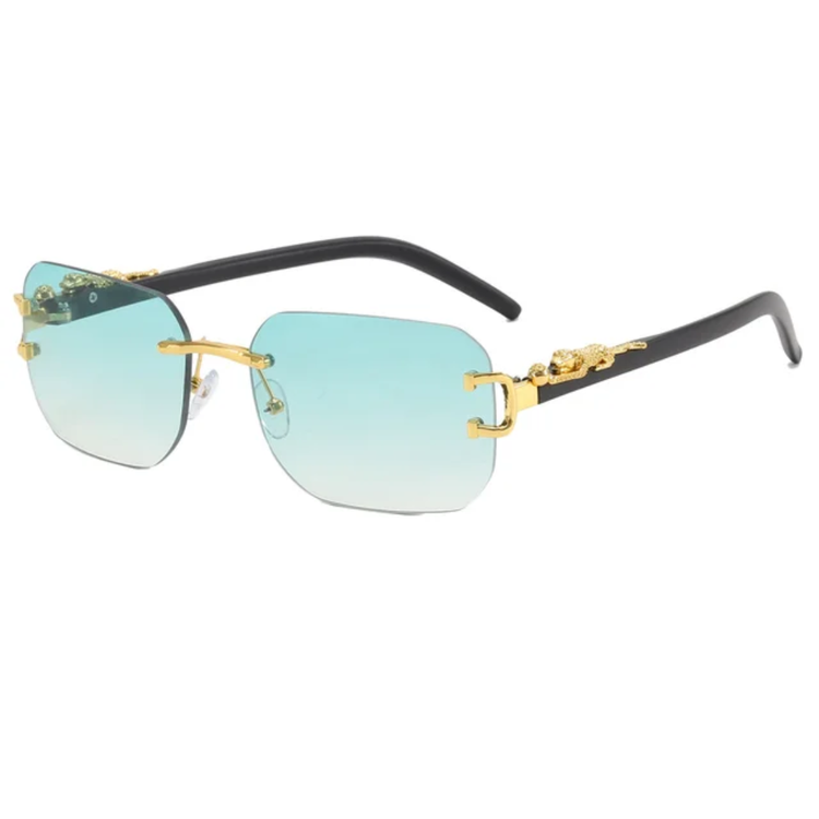 Nox Unisex Rectangle UV400 Sunglasses with Panther Detail