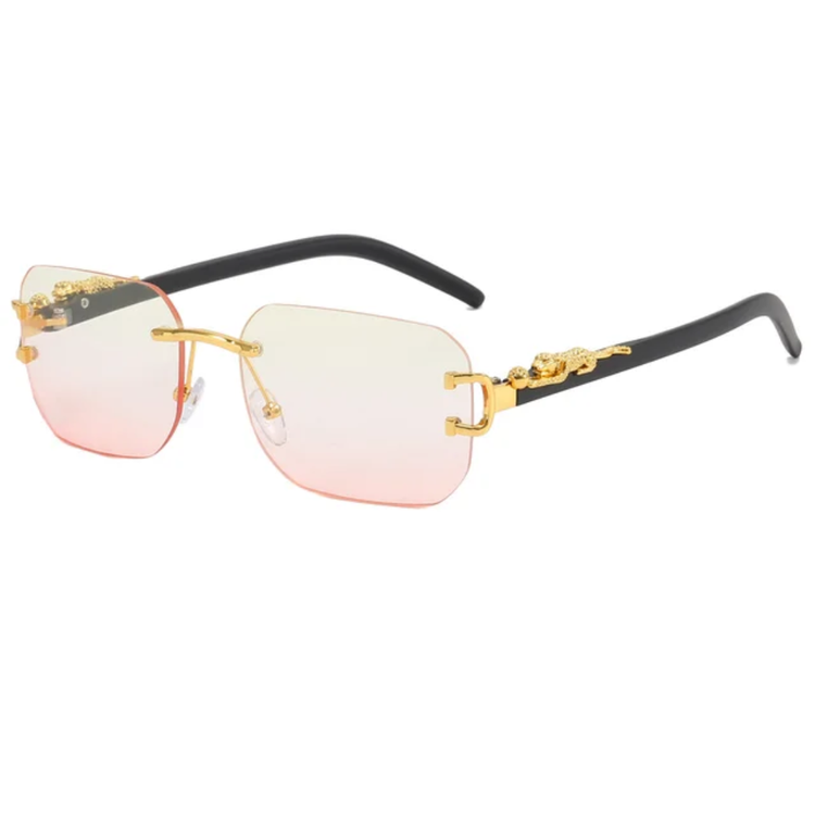 Nox Unisex Rectangle UV400 Sunglasses with Panther Detail
