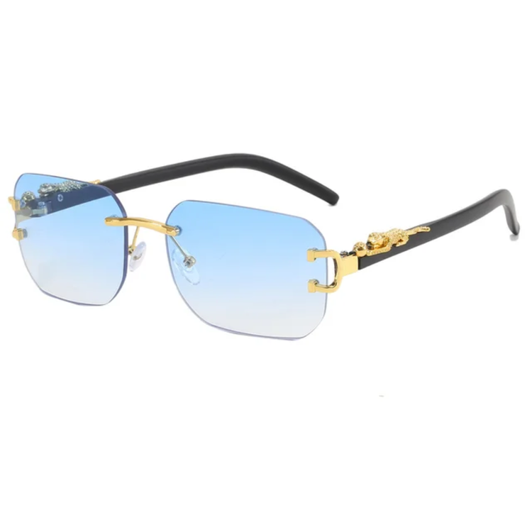 Nox Unisex Rectangle UV400 Sunglasses with Panther Detail