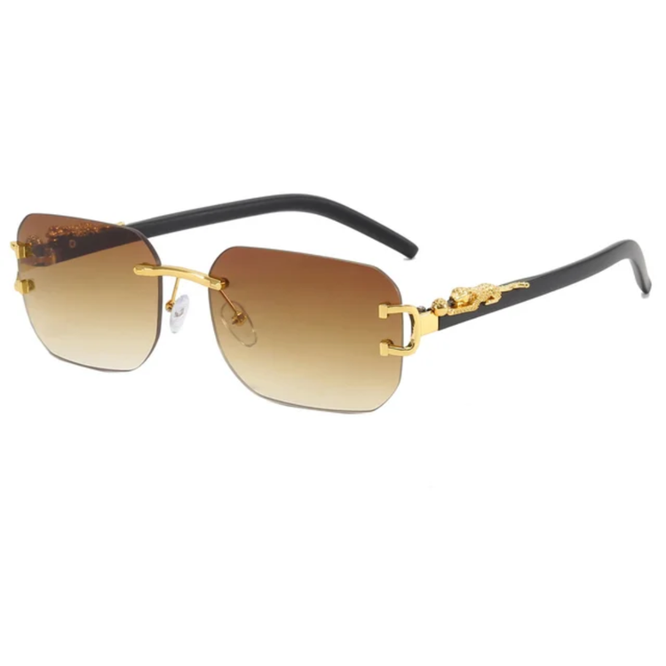 Nox Unisex Rectangle UV400 Sunglasses with Panther Detail
