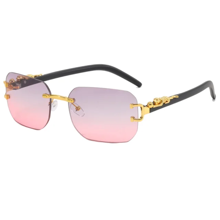 Nox Unisex Rectangle UV400 Sunglasses with Panther Detail