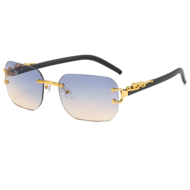 Nox Unisex Rectangle UV400 Sunglasses with Panther Detail