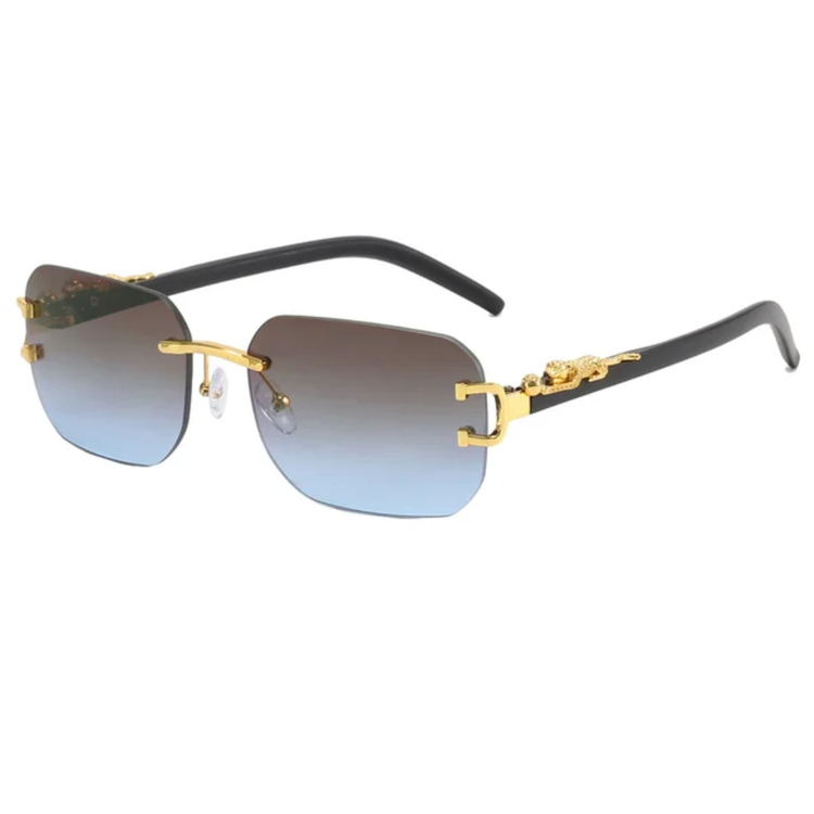 Nox Unisex Rectangle UV400 Sunglasses with Panther Detail
