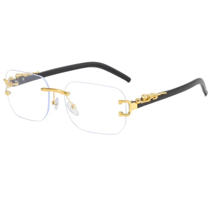 Nox Unisex Rectangle UV400 Sunglasses with Panther Detail