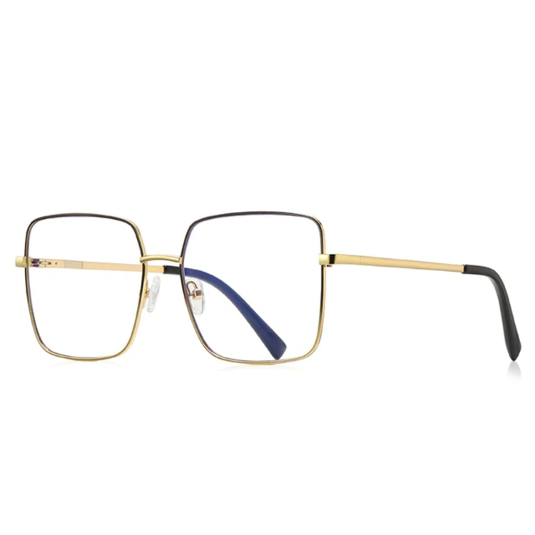 Unisex Square Metal Frame Anti Blue Light Glasses