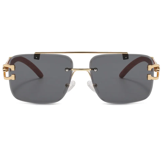Unisex Metal Frame Rimless UV400 Sunglasses