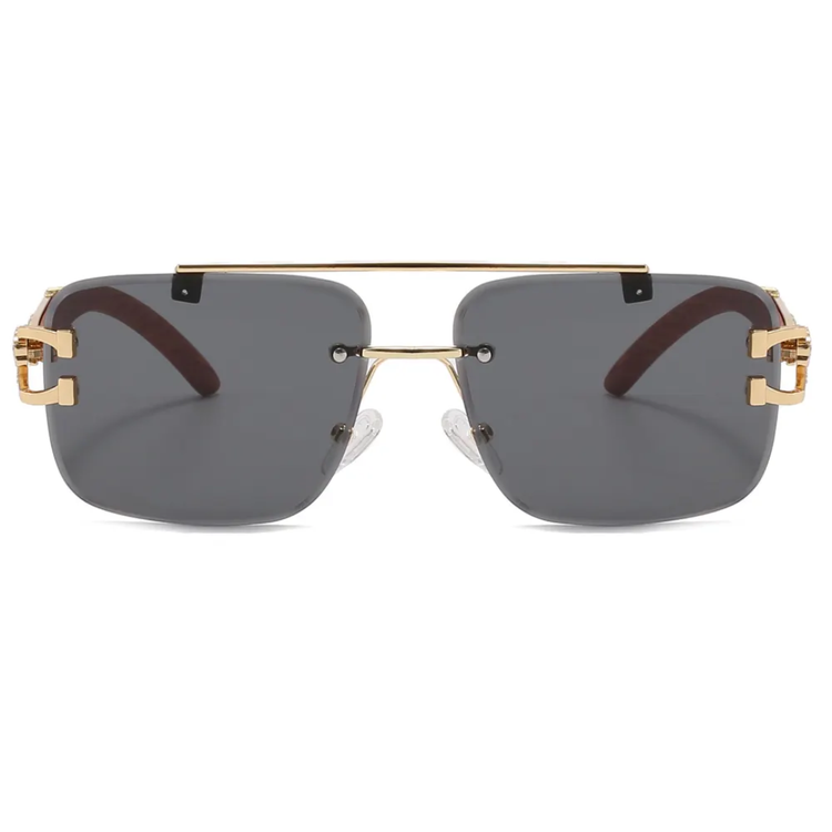 Unisex Metal Frame Rimless UV400 Sunglasses