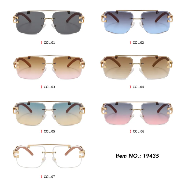 Unisex Metal Frame Rimless UV400 Sunglasses