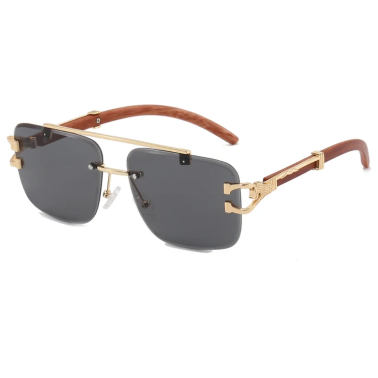 Unisex Metal Frame Rimless UV400 Sunglasses