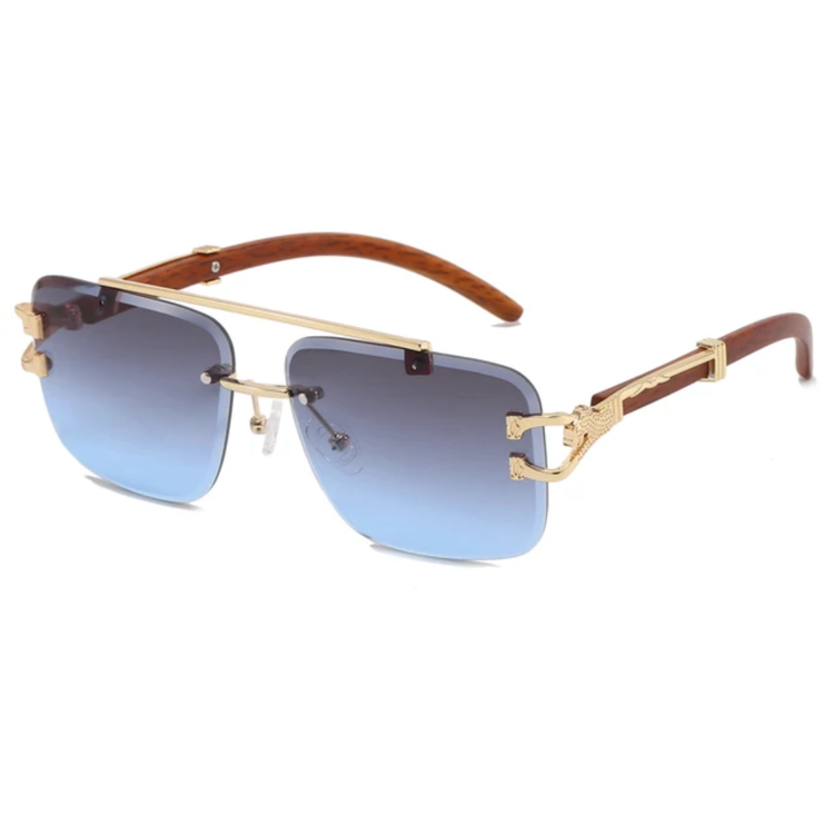 Unisex Metal Frame Rimless UV400 Sunglasses