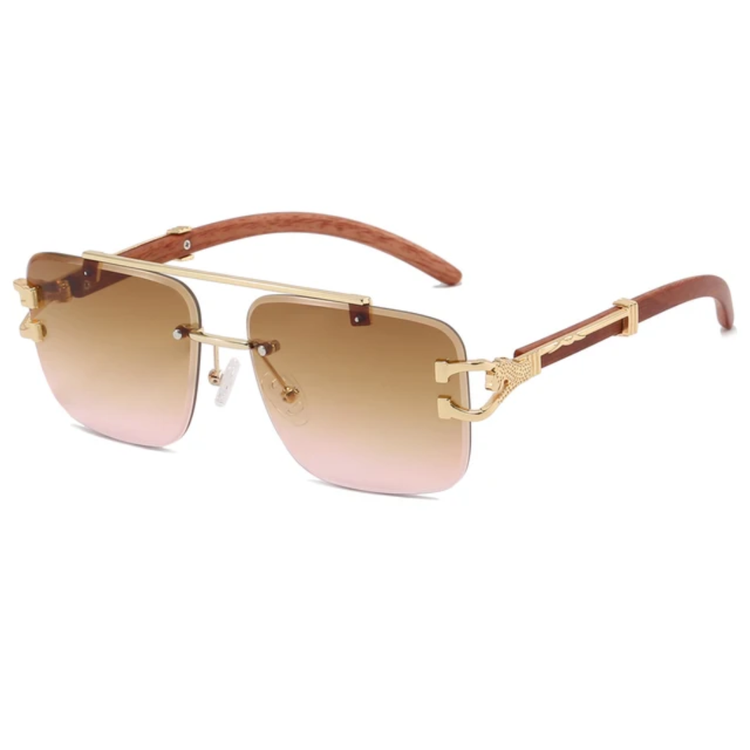 Unisex Metal Frame Rimless UV400 Sunglasses