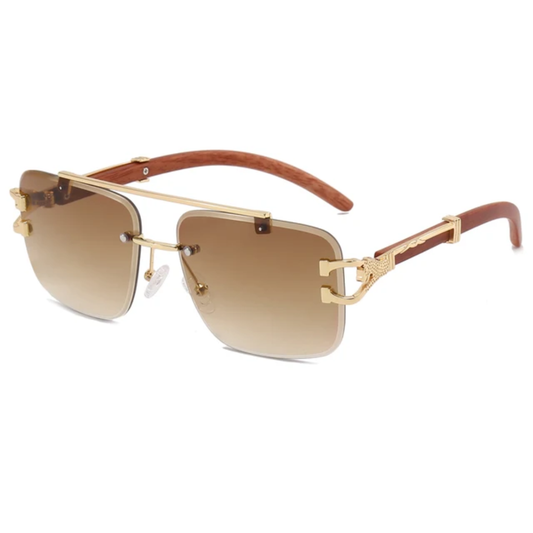 Unisex Metal Frame Rimless UV400 Sunglasses