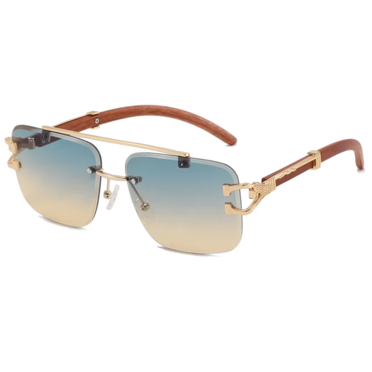 Unisex Metal Frame Rimless UV400 Sunglasses