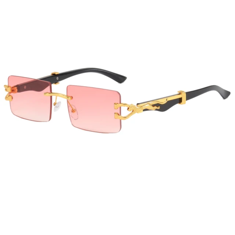 Unisex Rimless Rectangle Frame UV400 Sunglasses
