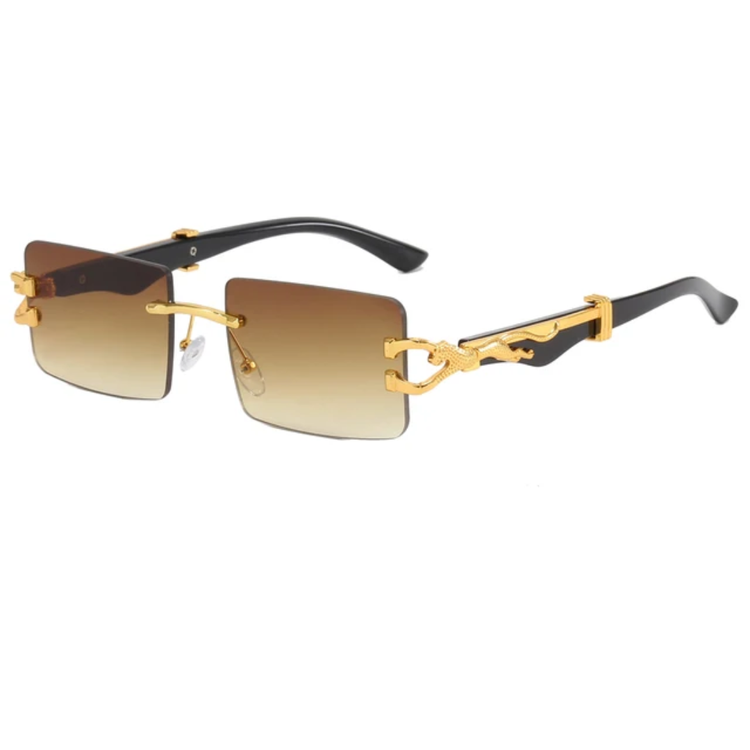 Unisex Rimless Rectangle Frame UV400 Sunglasses
