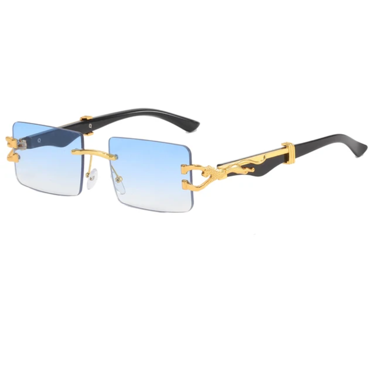 Unisex Rimless Rectangle Frame UV400 Sunglasses