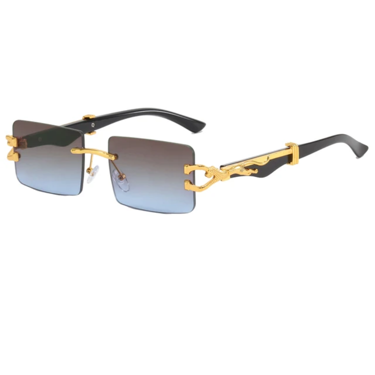 Unisex Rimless Rectangle Frame UV400 Sunglasses