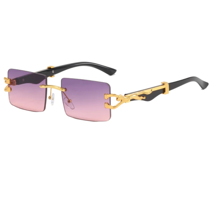 Unisex Rimless Rectangle Frame UV400 Sunglasses