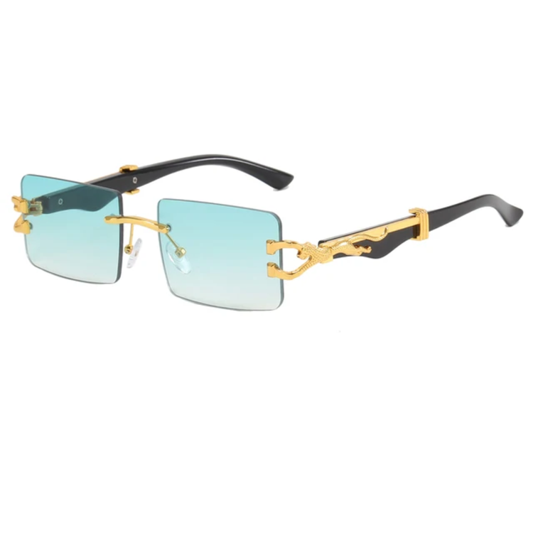 Unisex Rimless Rectangle Frame UV400 Sunglasses