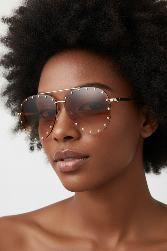 Naomi Women's Oversized Rimless Pilot Frame UV400 Sunglasses