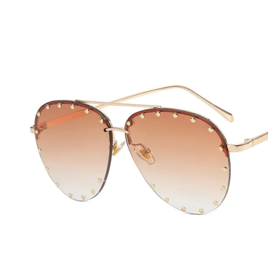 Naomi Women's Oversized Rimless Pilot Frame UV400 Sunglasses