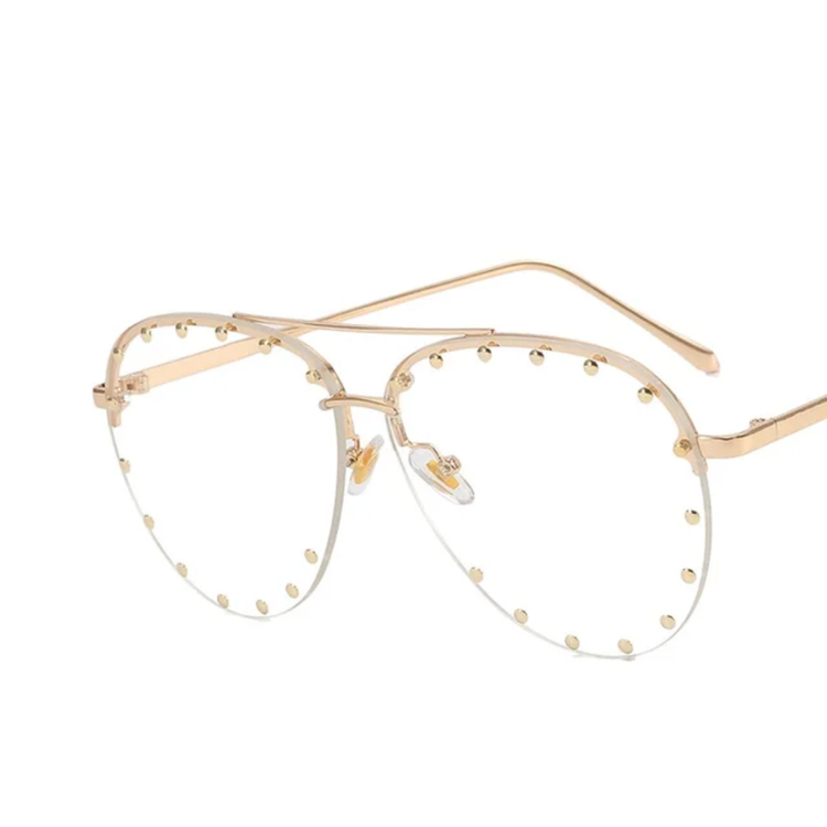 Naomi Women's Oversized Rimless Pilot Frame UV400 Sunglasses