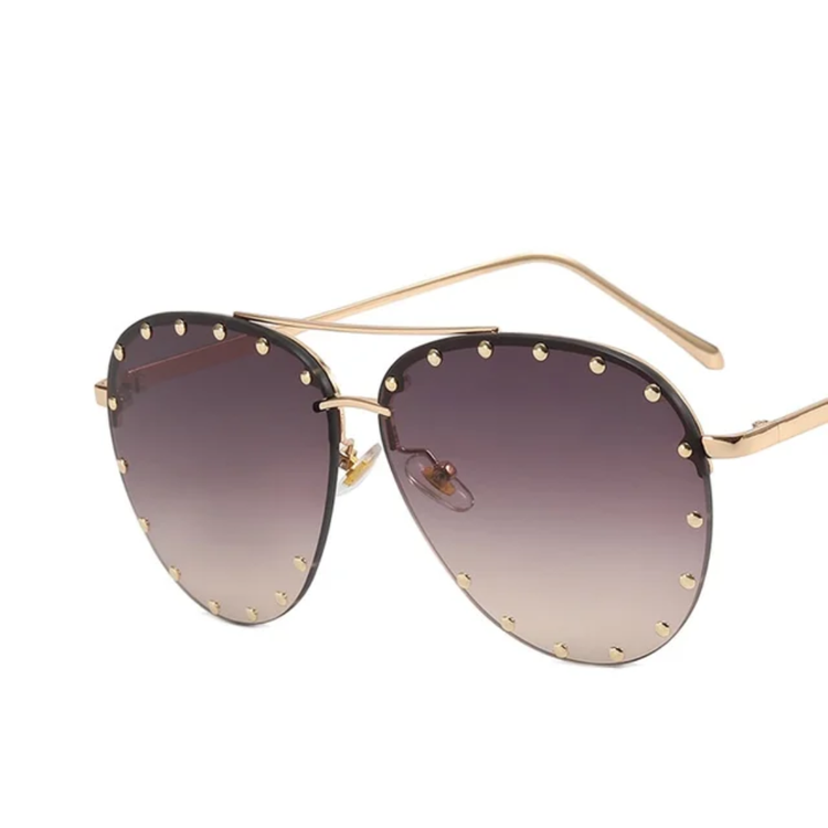 Naomi Women's Oversized Rimless Pilot Frame UV400 Sunglasses