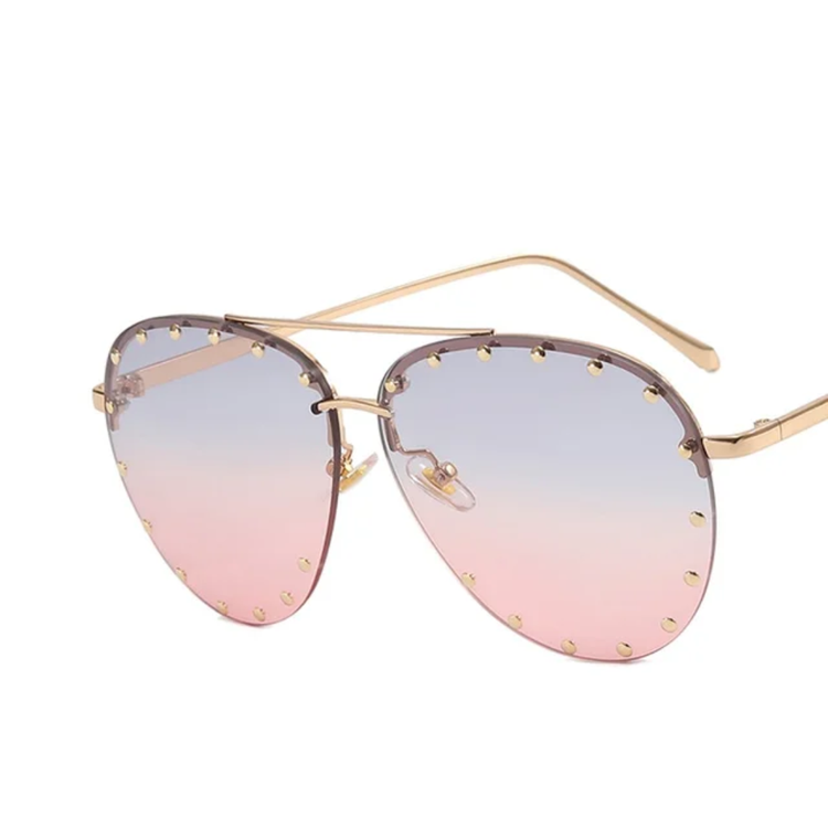 Naomi Women's Oversized Rimless Pilot Frame UV400 Sunglasses