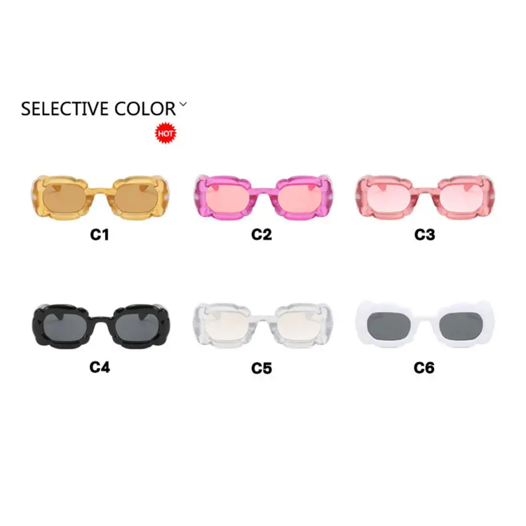 Petra Women's Inflated Petal Square Frame UV400 Sunglasses