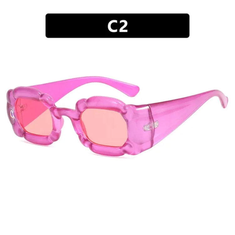Petra Women's Inflated Petal Square Frame UV400 Sunglasses