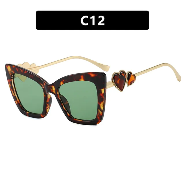 Lovern Oversized Women's Cat Eye Frame UV400 Sunglasses