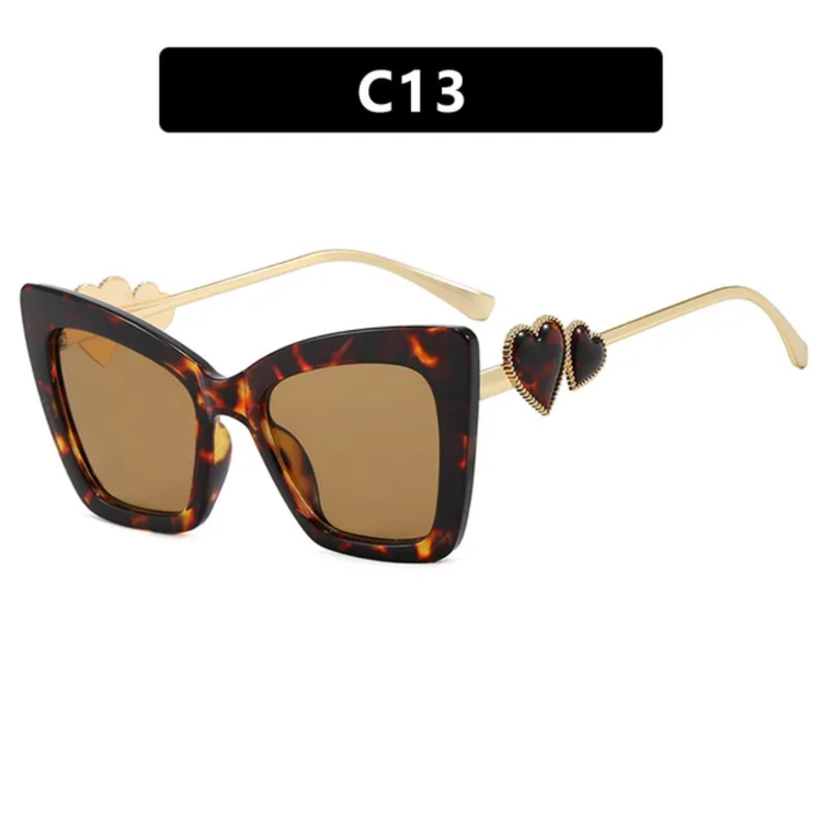 Lovern Oversized Women's Cat Eye Frame UV400 Sunglasses