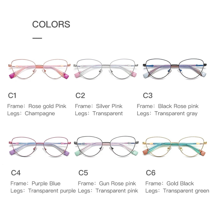 Archna Women's  Metal frame Cat Eye Anti-Blue Light Glasses