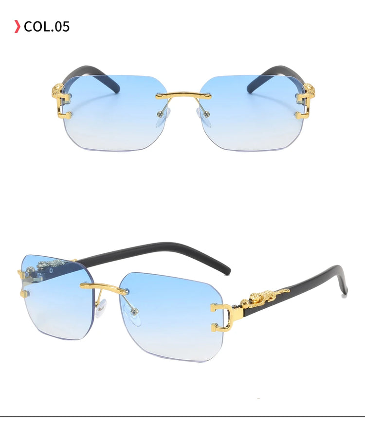 Nox Unisex Rectangle UV400 Sunglasses with Panther Detail