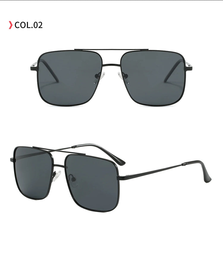 Influence Retro Double Bridge Gradient UV400 Square Frame Unisex Sunglasses