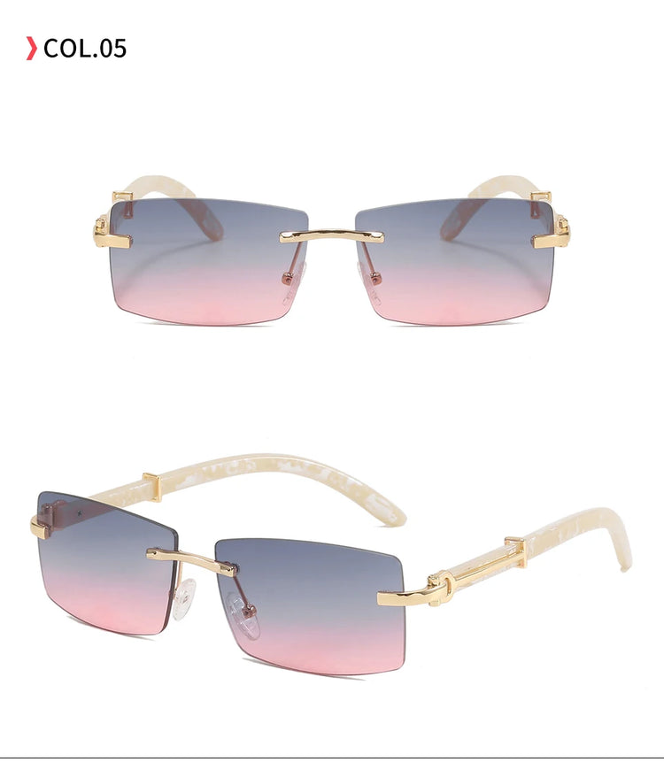 Kingston Unisex Rimless Rectangle Rimless UV400 Sunglasses