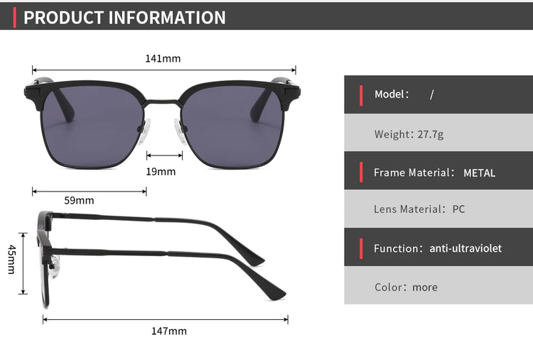 Remy Unisex  Clubmaster UV400  Square Frame Sunglasses