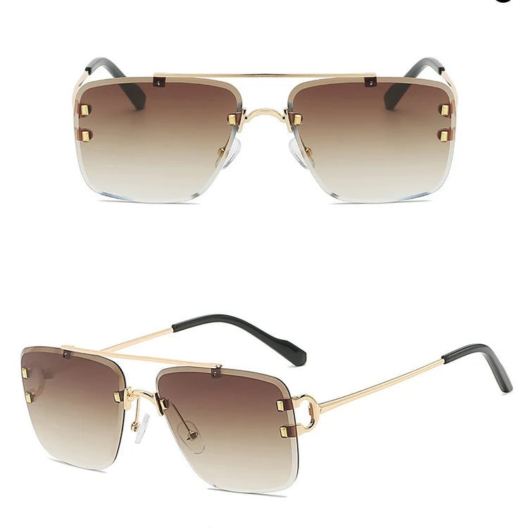Elias Unisex Square Rimless UV400 Sunglasses