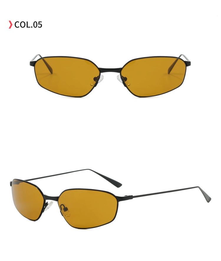 Cipher Retro Rectangle Frame UV400 Unisex Sunglasses