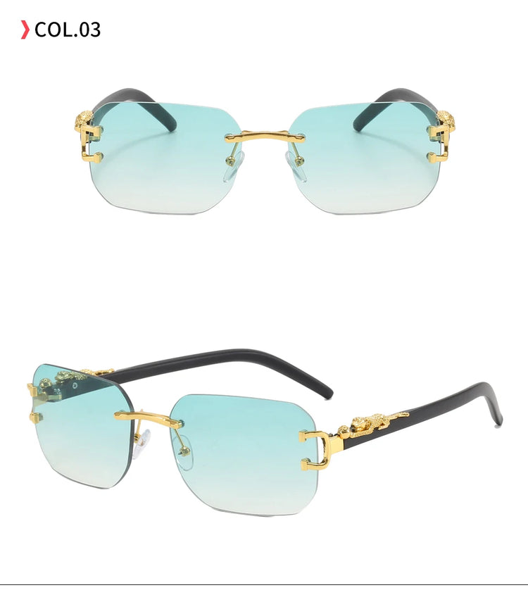 Nox Unisex Rectangle UV400 Sunglasses with Panther Detail