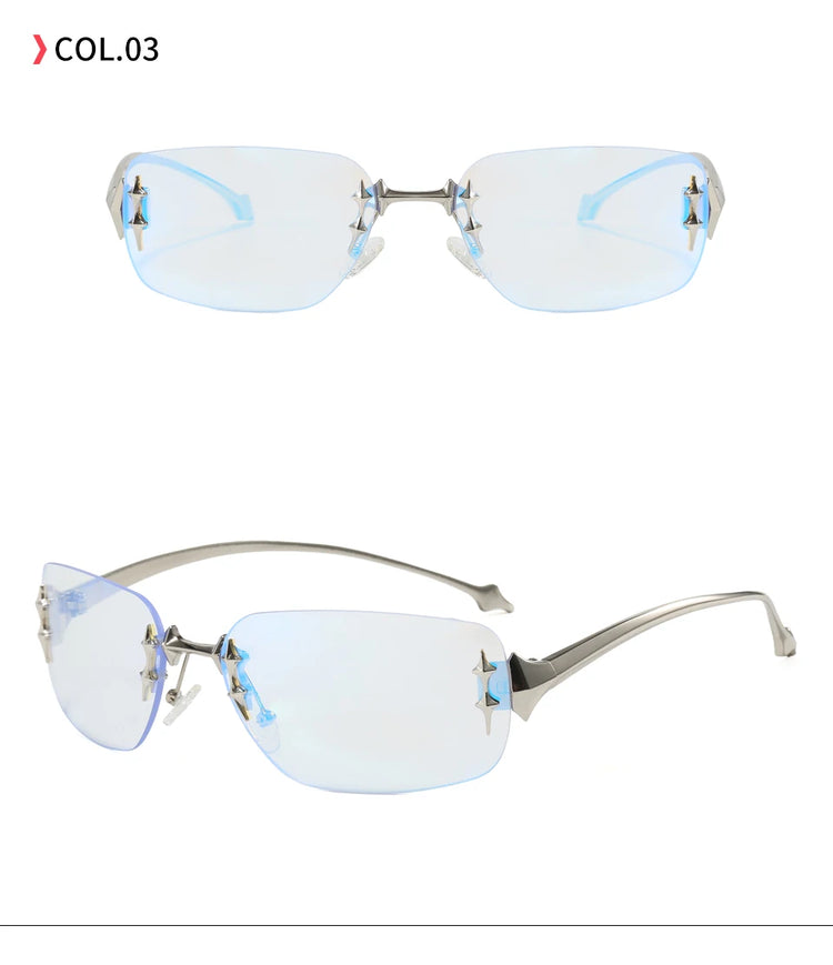 Cove Unisex Retro Rimless Rectangle Frame UV400 Sunglasses