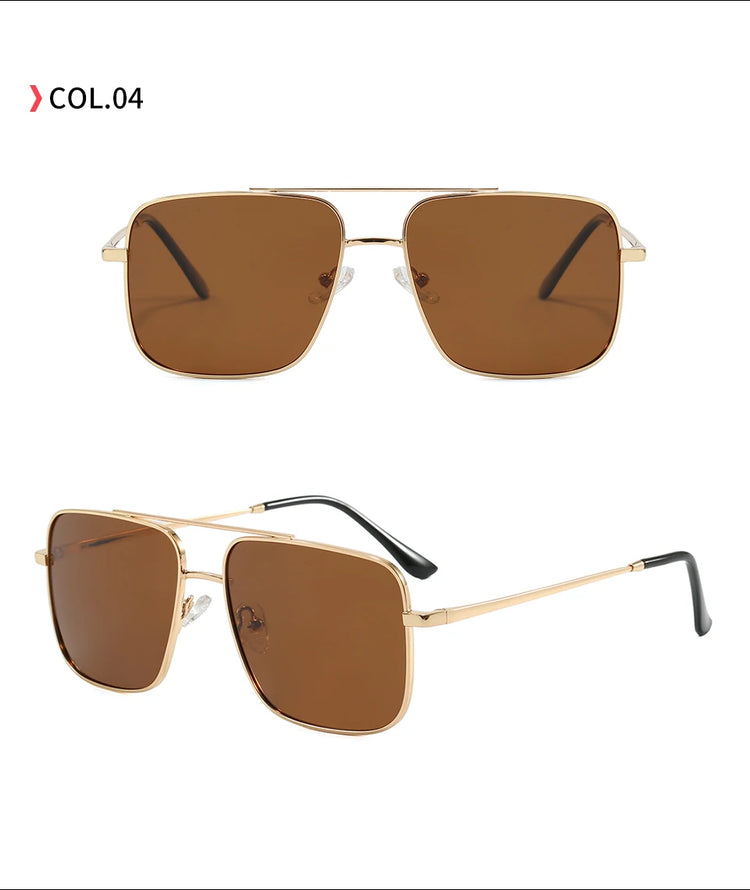 Influence Retro Double Bridge Gradient UV400 Square Frame Unisex Sunglasses