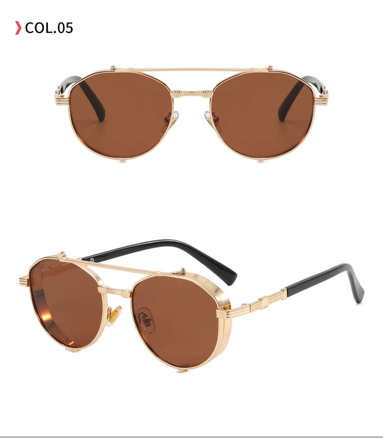 Hendrix Men's Retro Metal Frame Flat Top Sunglasses
