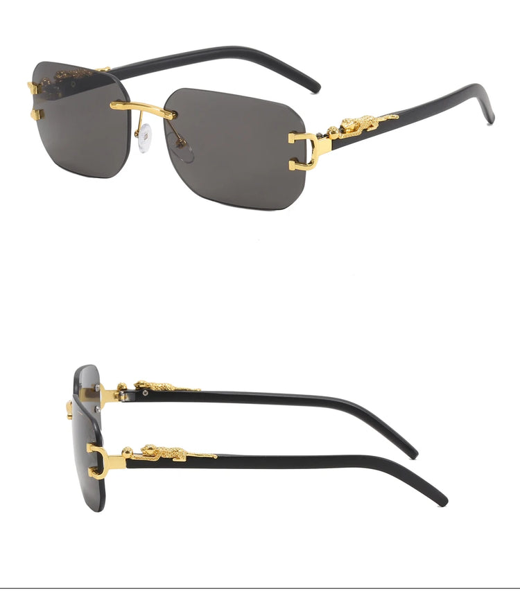 Nox Unisex Rectangle UV400 Sunglasses with Panther Detail