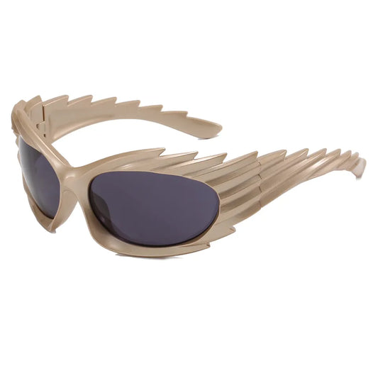 Suri Oversized UV400 Unisex Spike Frame Rectangle Sport Sunglasses