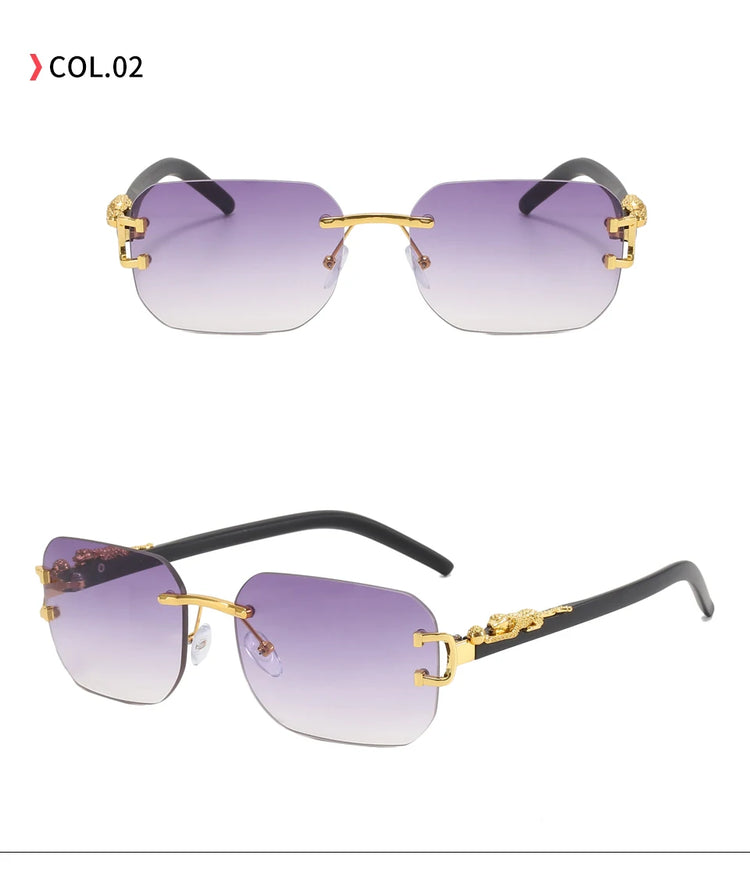 Nox Unisex Rectangle UV400 Sunglasses with Panther Detail