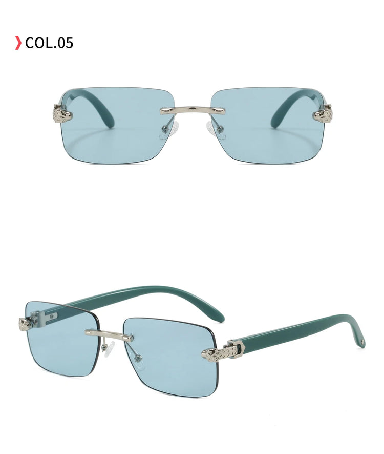 Santos Unisex Rectangle Rimless UV400 Sunglasses
