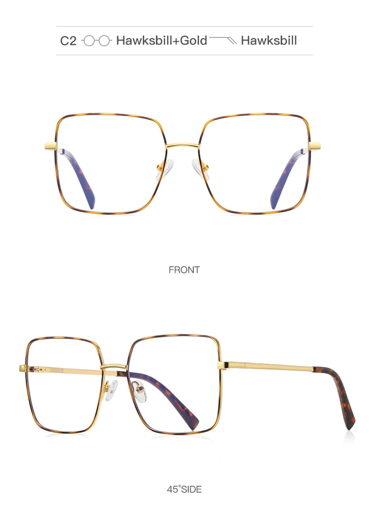 Unisex Square Metal Frame Anti Blue Light Glasses