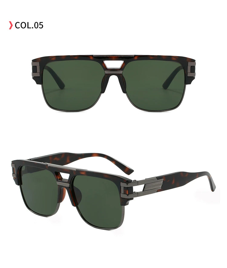 Vibe Men's Retro Classic Square Pilot Flat Top UV400 Sunglasses